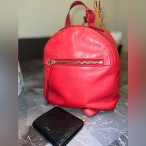 Red FOSSIL backpack w/ Wallet